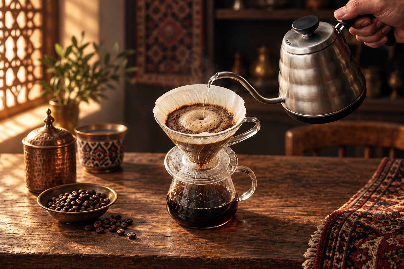 دم‌آوری دستی قهوه با V60